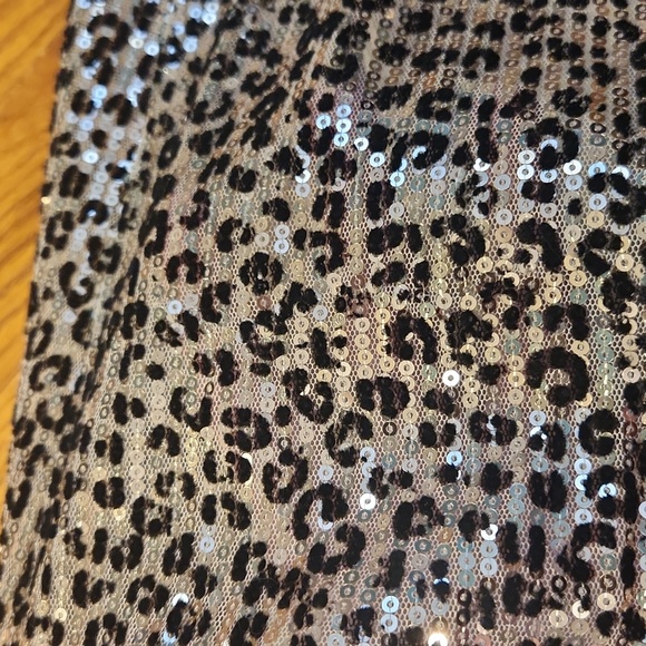 Gold Sequins Animal Print Bell Wide Leg Pants Fully Lined Size 2 - Picture 3 of 7